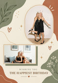 Load image into Gallery viewer, Boho Floral Earth Tones Photo Upload Birthday Card
