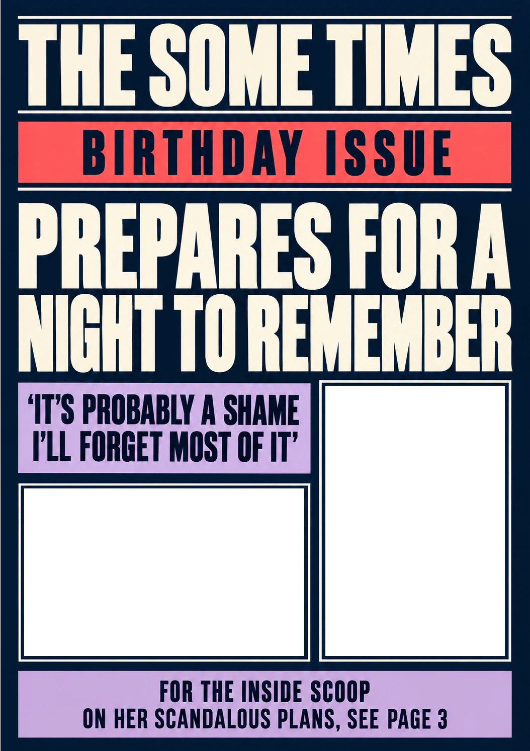Funny Newspaper Spoof Photo Upload Birthday Card for Her