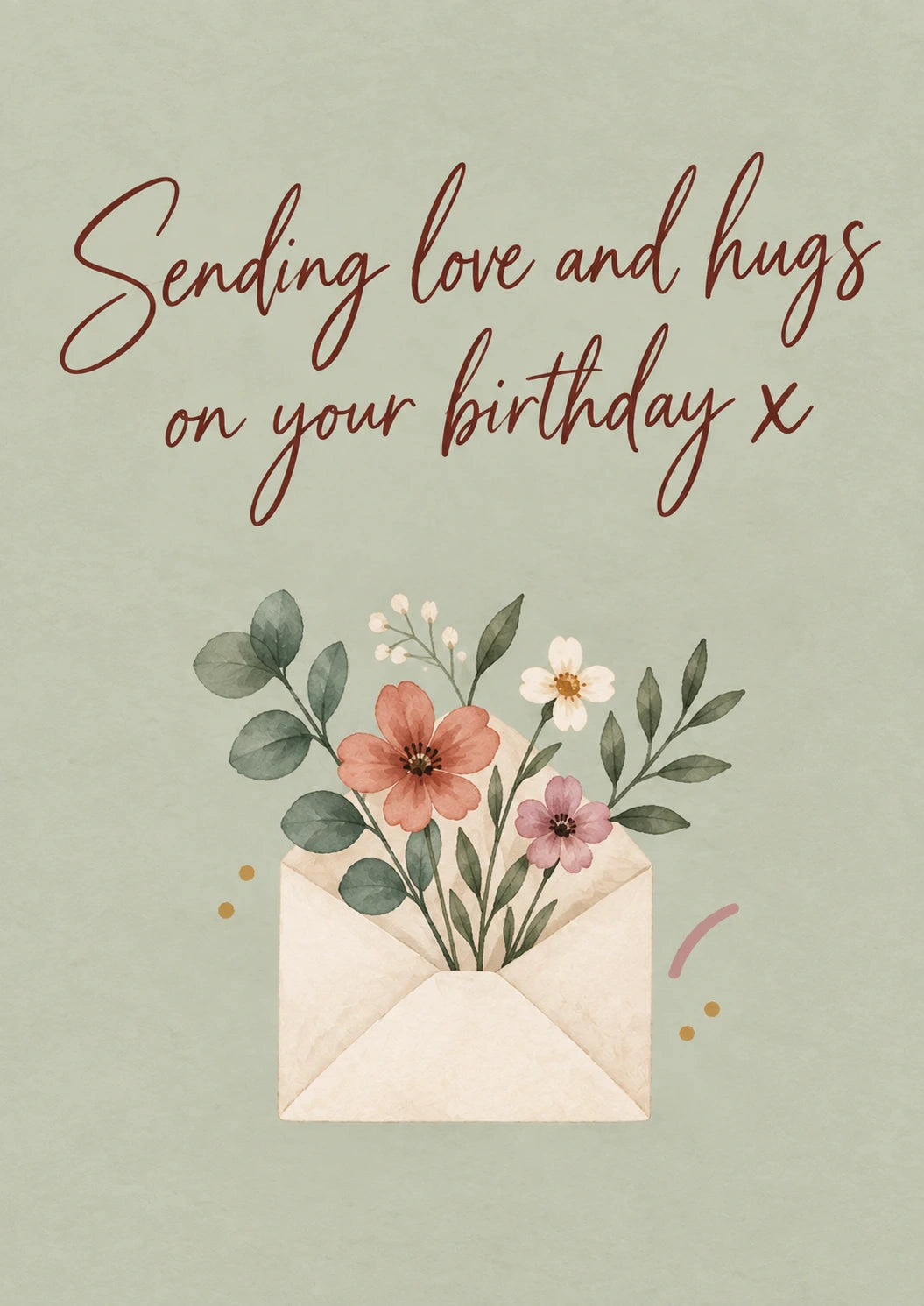Floral Envelope Sending Love and Hugs Birthday Card for Her