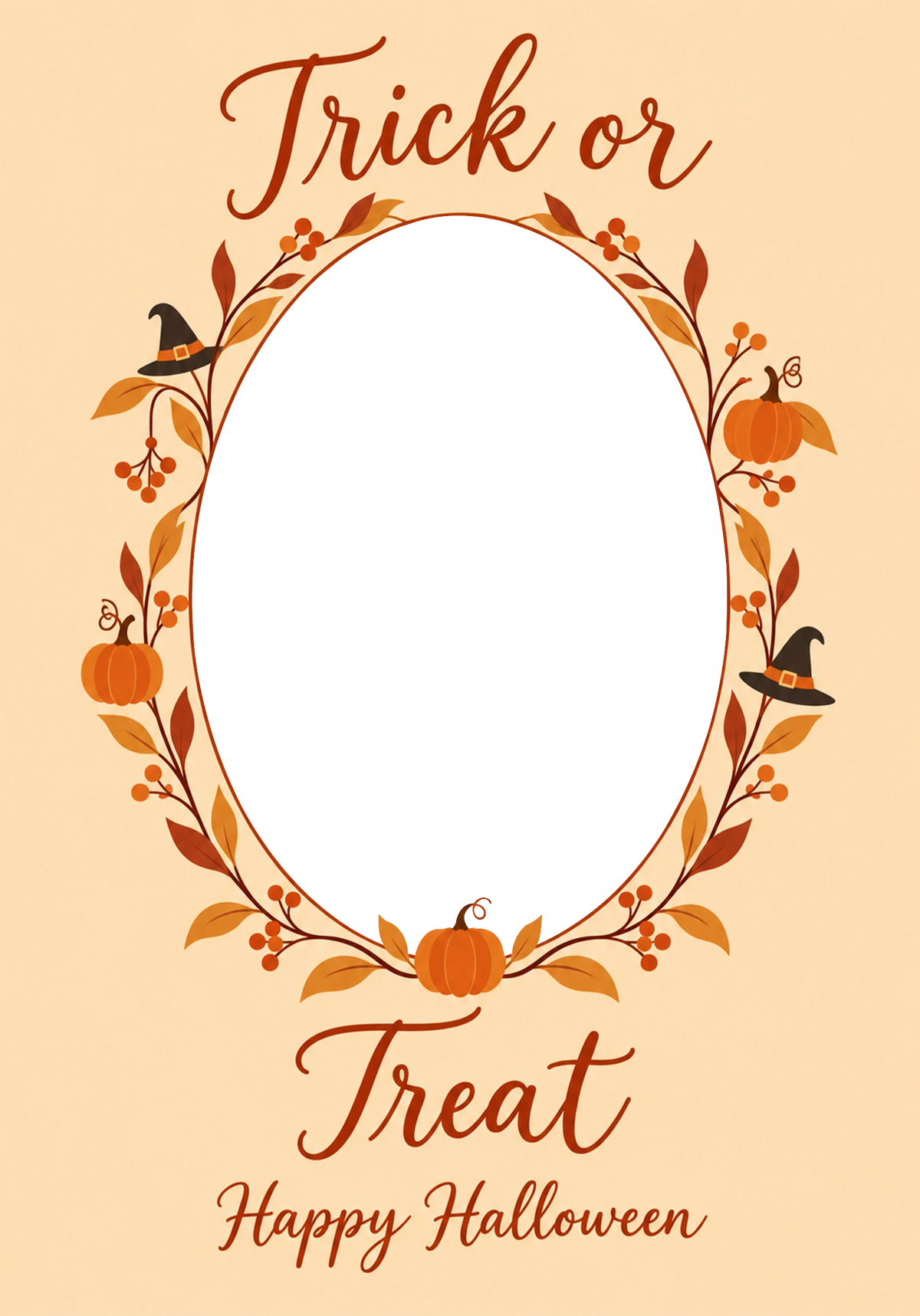 Autumn Wreath Trick or Treat Photo Upload Halloween Card