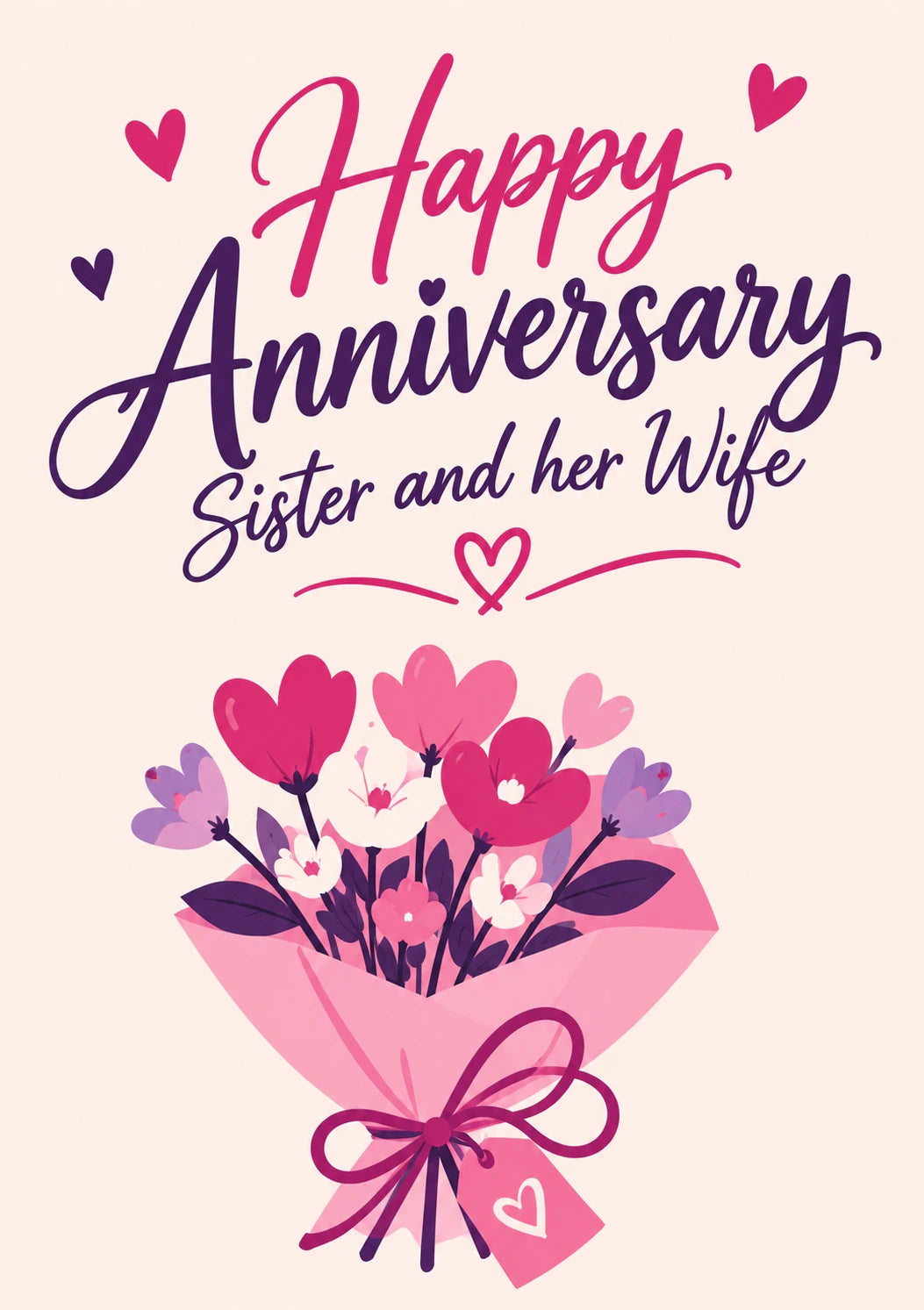 Happy Anniversary Sister and Her Wife Floral Bouquet Card