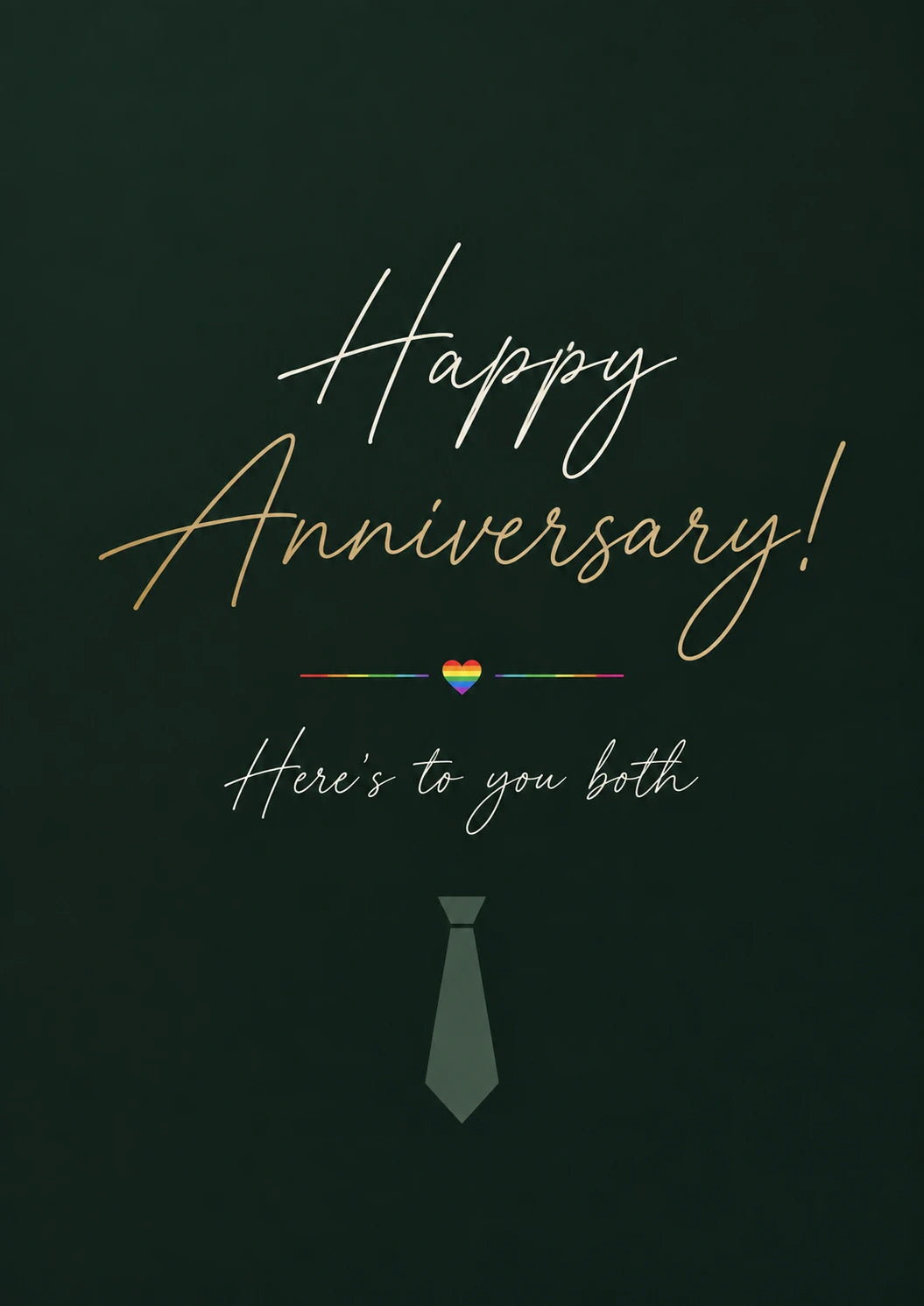 Rainbow Heart Two Dads Happy Anniversary Card