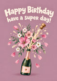 Load image into Gallery viewer, Pink Champagne Floral Explosion Birthday Card for Her
