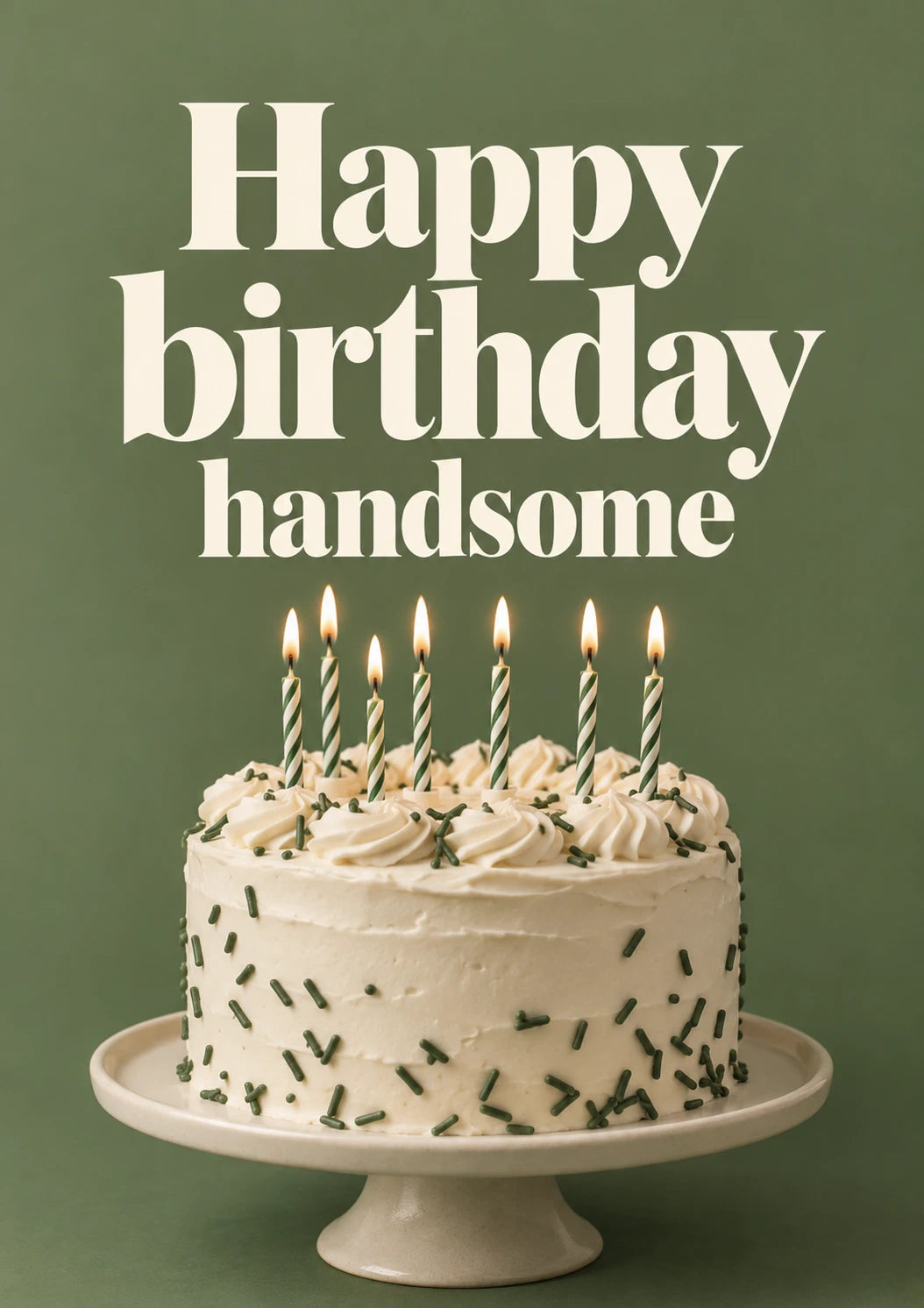 Happy Birthday Handsome Green Cake Birthday Card for Him