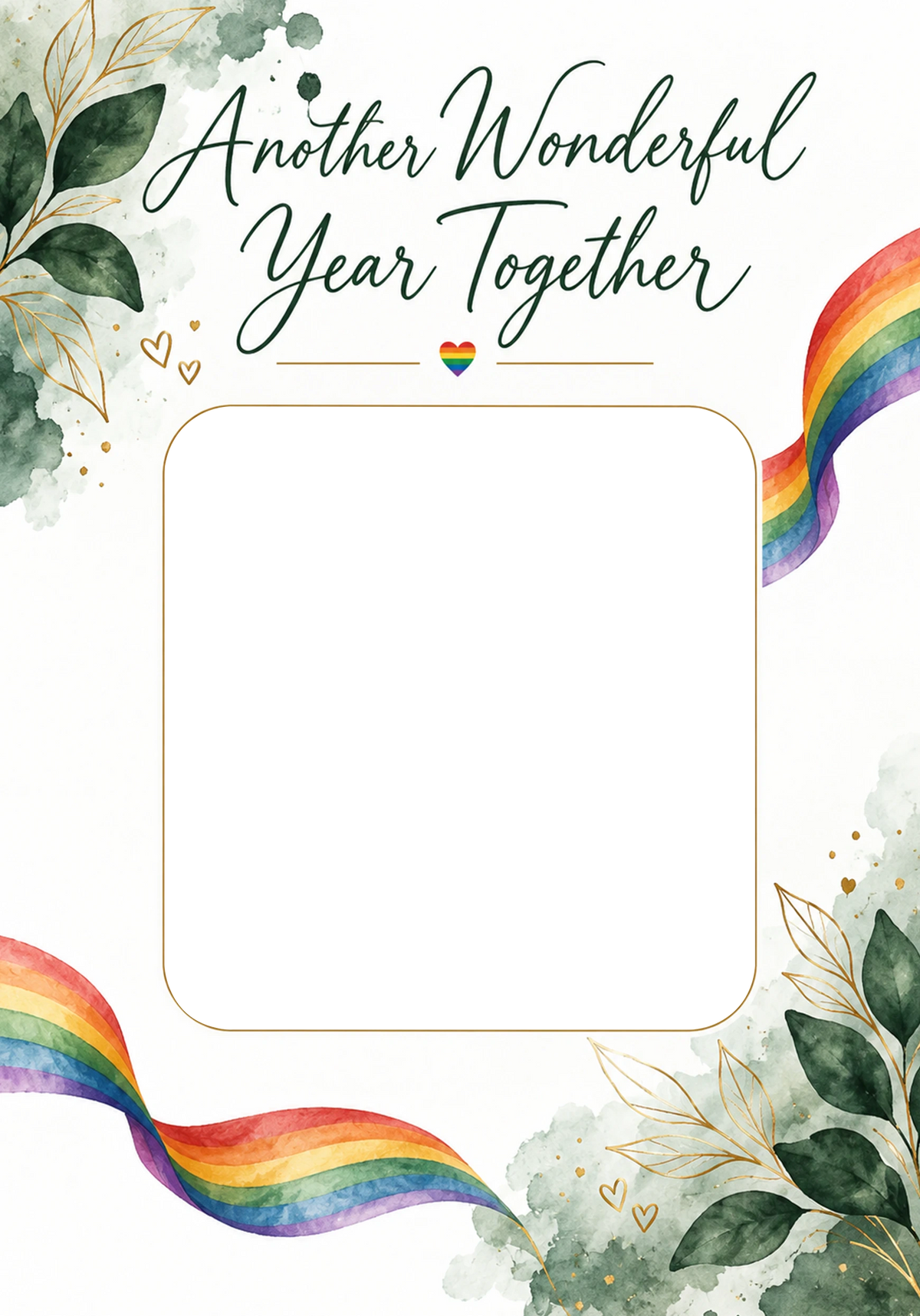 Rainbow Heart LGBTQ+ Photo Upload Anniversary Card