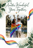 Load image into Gallery viewer, Rainbow Heart LGBTQ+ Photo Upload Anniversary Card

