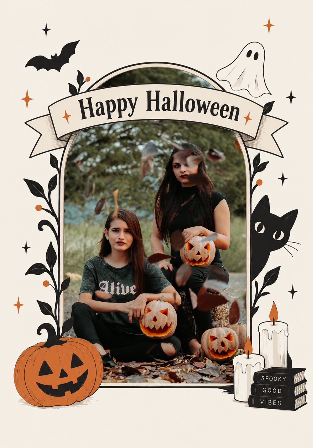 Spooky Vibes Halloween Photo Upload Halloween Card for Her