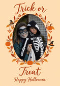 Load image into Gallery viewer, Autumn Wreath Trick or Treat Photo Upload Halloween Card
