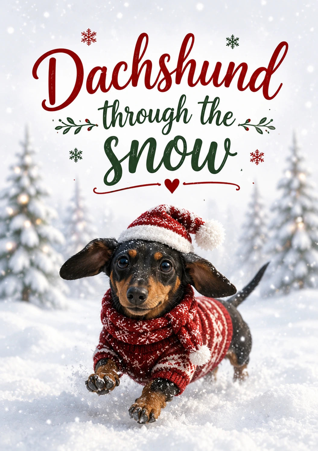 Funny Dachshund Through the Snow Christmas Card