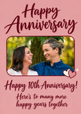 Load image into Gallery viewer, 10th Anniversary Hearts Photo Upload Anniversary Card
