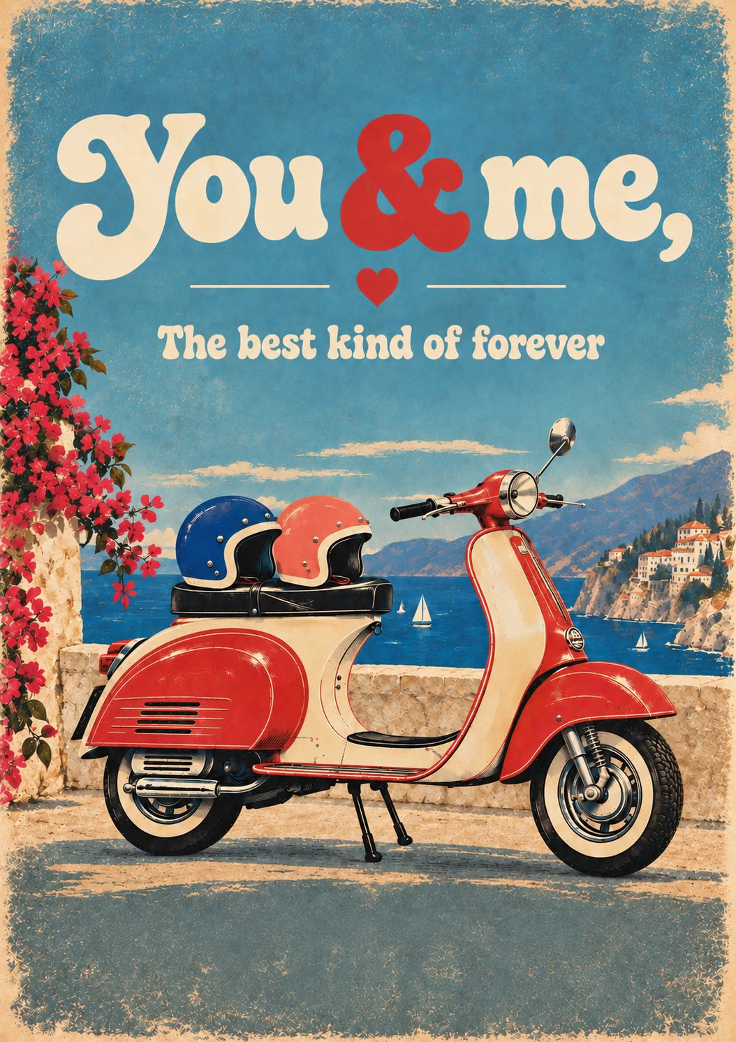 Vintage Vespa You & Me Anniversary Card for Her