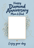 Load image into Gallery viewer, Blue Floral Baby's Breath Photo Upload Diamond Anniversary Card for Mum and Dad
