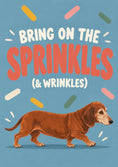 Load image into Gallery viewer, Funny Dachshund Sprinkles and Wrinkles Birthday Card
