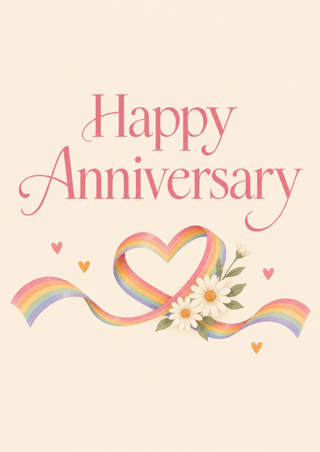 Rainbow Heart Daisy Anniversary Card for Her