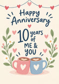 Load image into Gallery viewer, Cosy Coffee Mugs 10th Anniversary Card for Her
