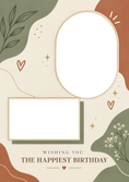 Load image into Gallery viewer, Boho Floral Earth Tones Photo Upload Birthday Card
