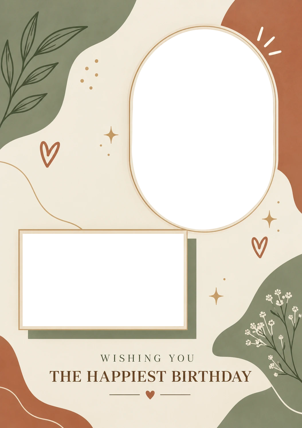 Boho Floral Earth Tones Photo Upload Birthday Card