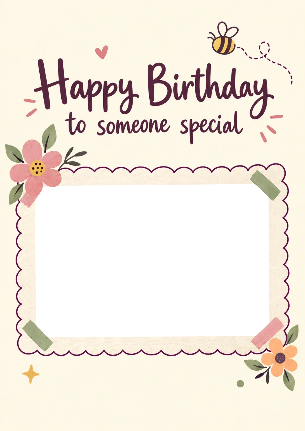 Floral Bee Someone Special Photo Upload Birthday Card for Her