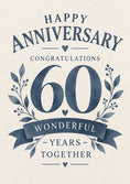 Load image into Gallery viewer, Navy Floral 60 Wonderful Years Together Anniversary Card
