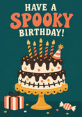 Load image into Gallery viewer, Spooky Cake and Candles Halloween Birthday Card
