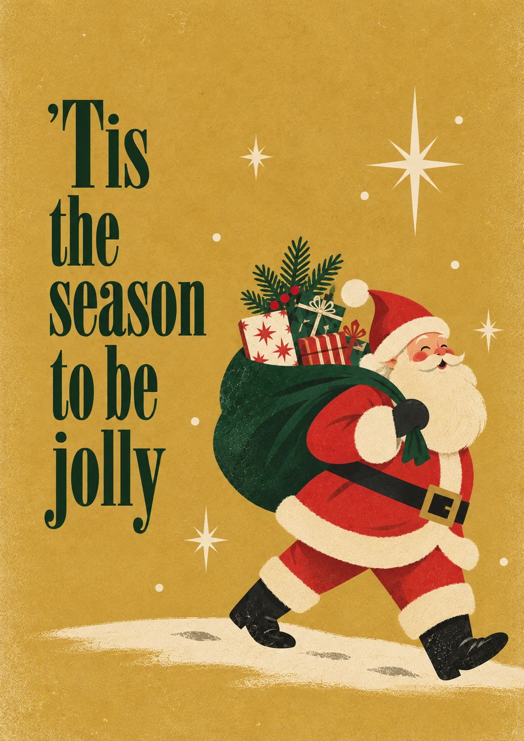 Retro Santa Jolly Season Christmas Card for Friend