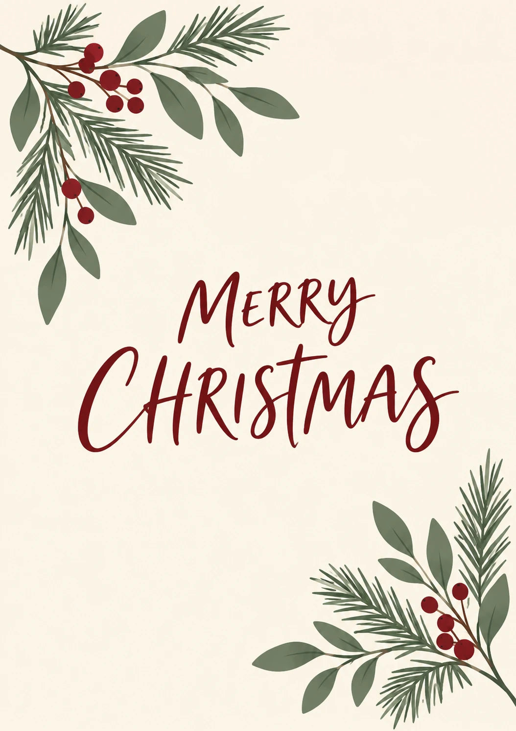 Rustic Holly and Pine Christmas Card for Him