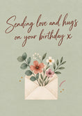 Load image into Gallery viewer, Sending Love and Hugs Floral Envelope Birthday Card for Her

