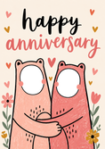 Load image into Gallery viewer, Cute Hugging Bears Photo Upload Anniversary Card
