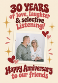 Load image into Gallery viewer, Funny Selective Listening 30th Photo Upload Anniversary Card
