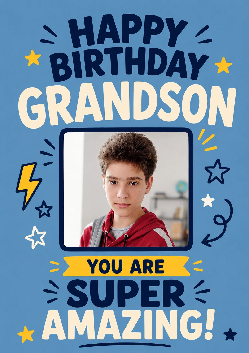 Super Amazing Grandson Photo Upload Birthday Card for Him
