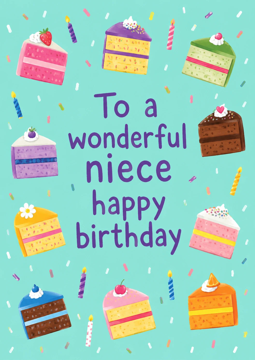 Colourful Cake Slices Niece Happy Birthday Card for Her