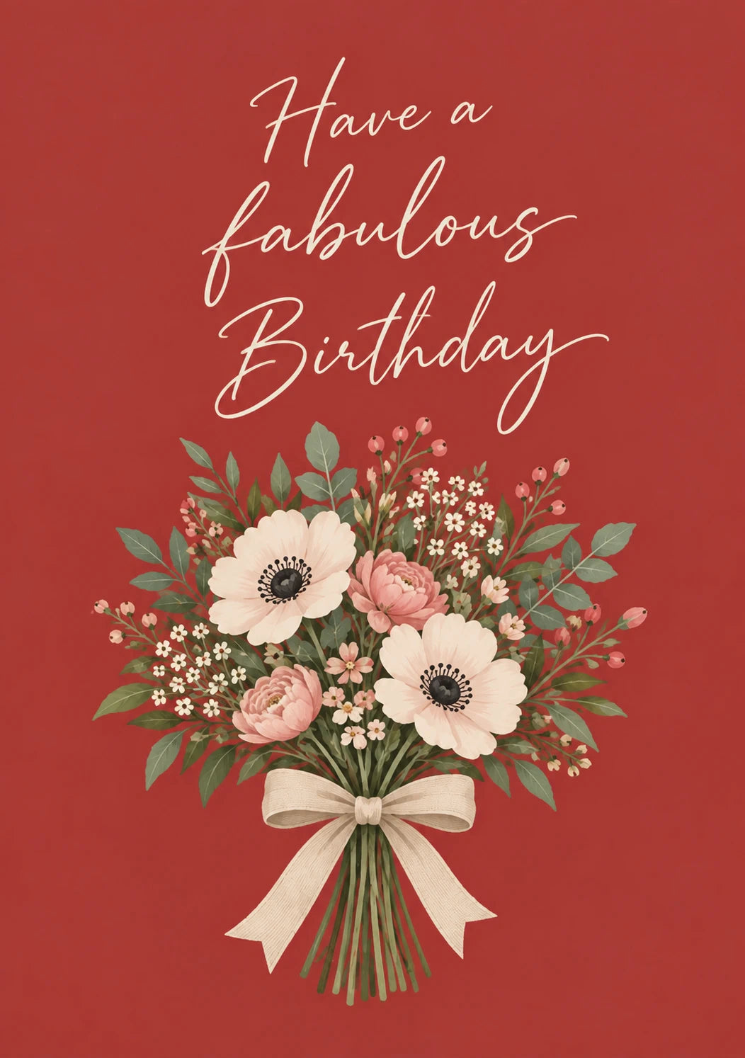 Red Floral Bouquet 18th Birthday Card for Her