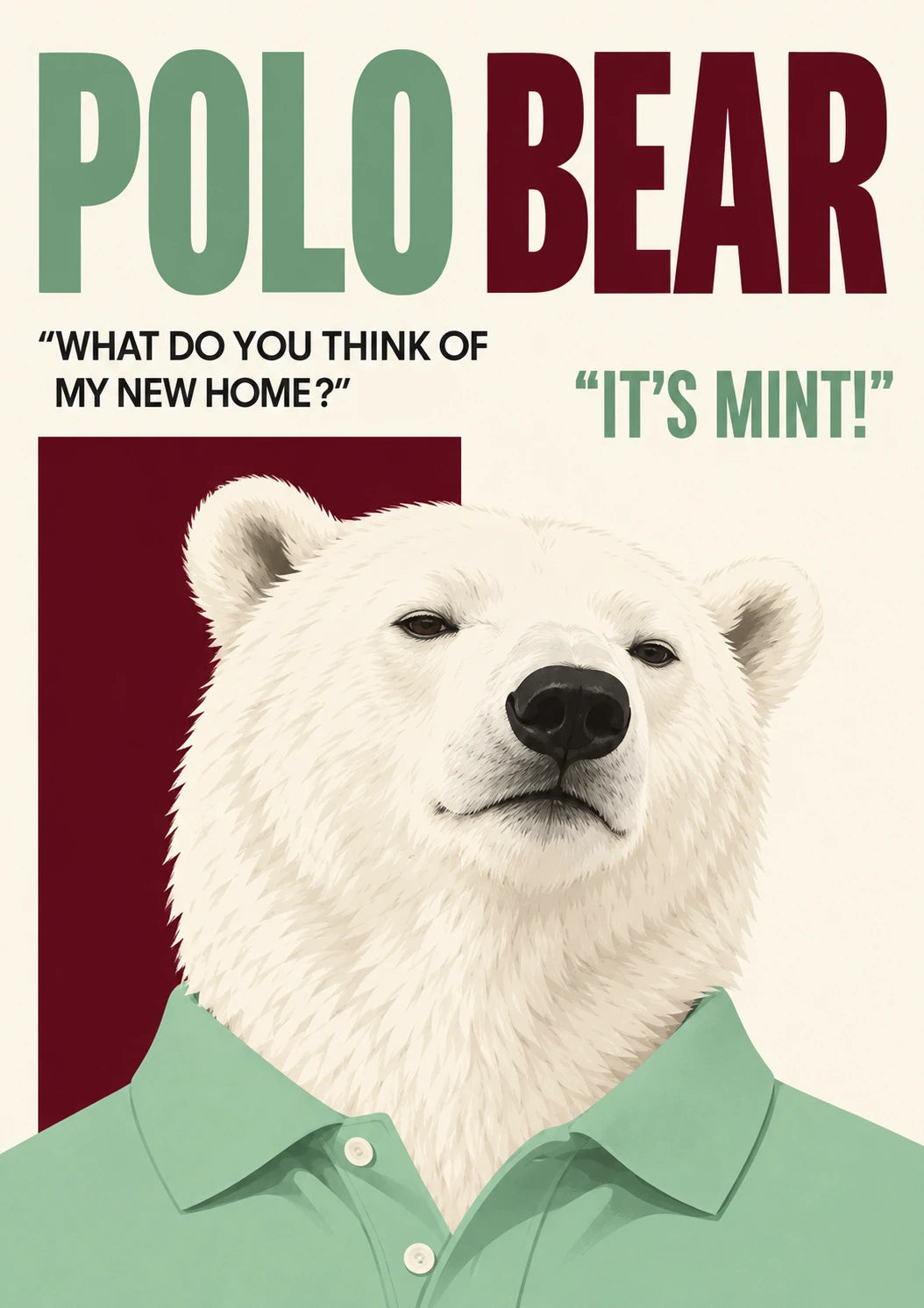 Funny Polo Bear Mint Home Birthday Card