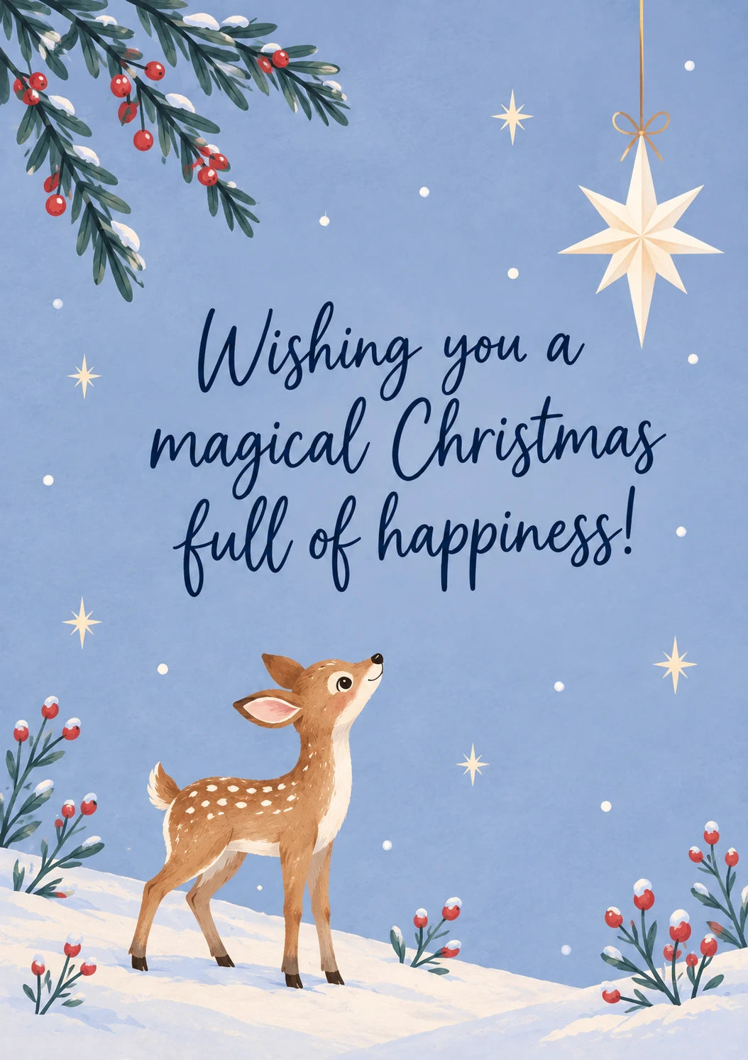 Magical Winter Deer Christmas Card for Niece