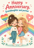 Load image into Gallery viewer, Rainbow Heart Balloon LGBTQ+ Anniversary Card for Her
