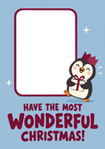 Load image into Gallery viewer, Cute Penguin With Gift Photo Upload Christmas Card for Her

