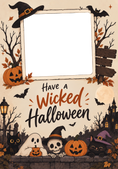 Load image into Gallery viewer, Wicked Spooky Characters Photo Upload Halloween Card
