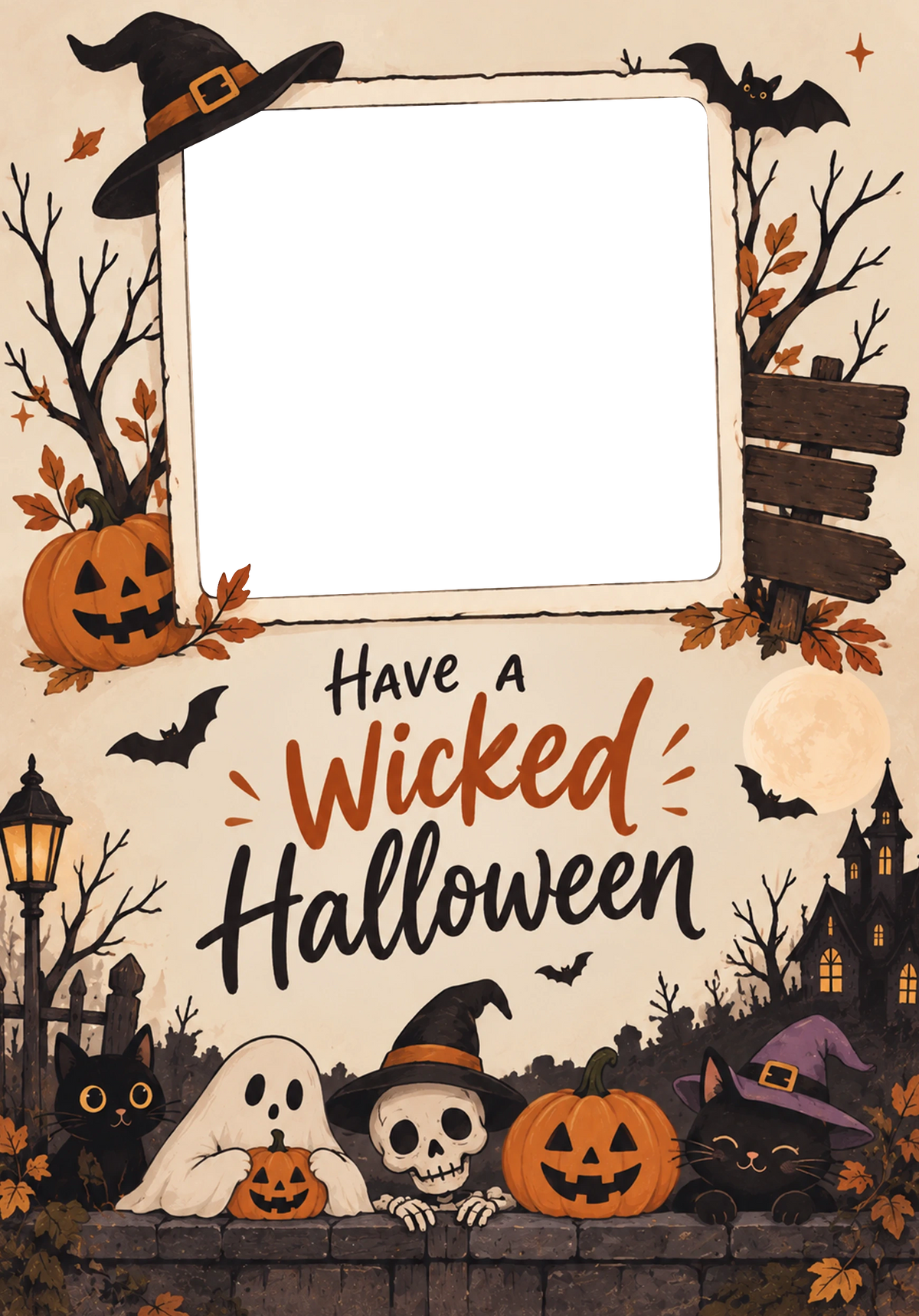 Wicked Spooky Characters Photo Upload Halloween Card