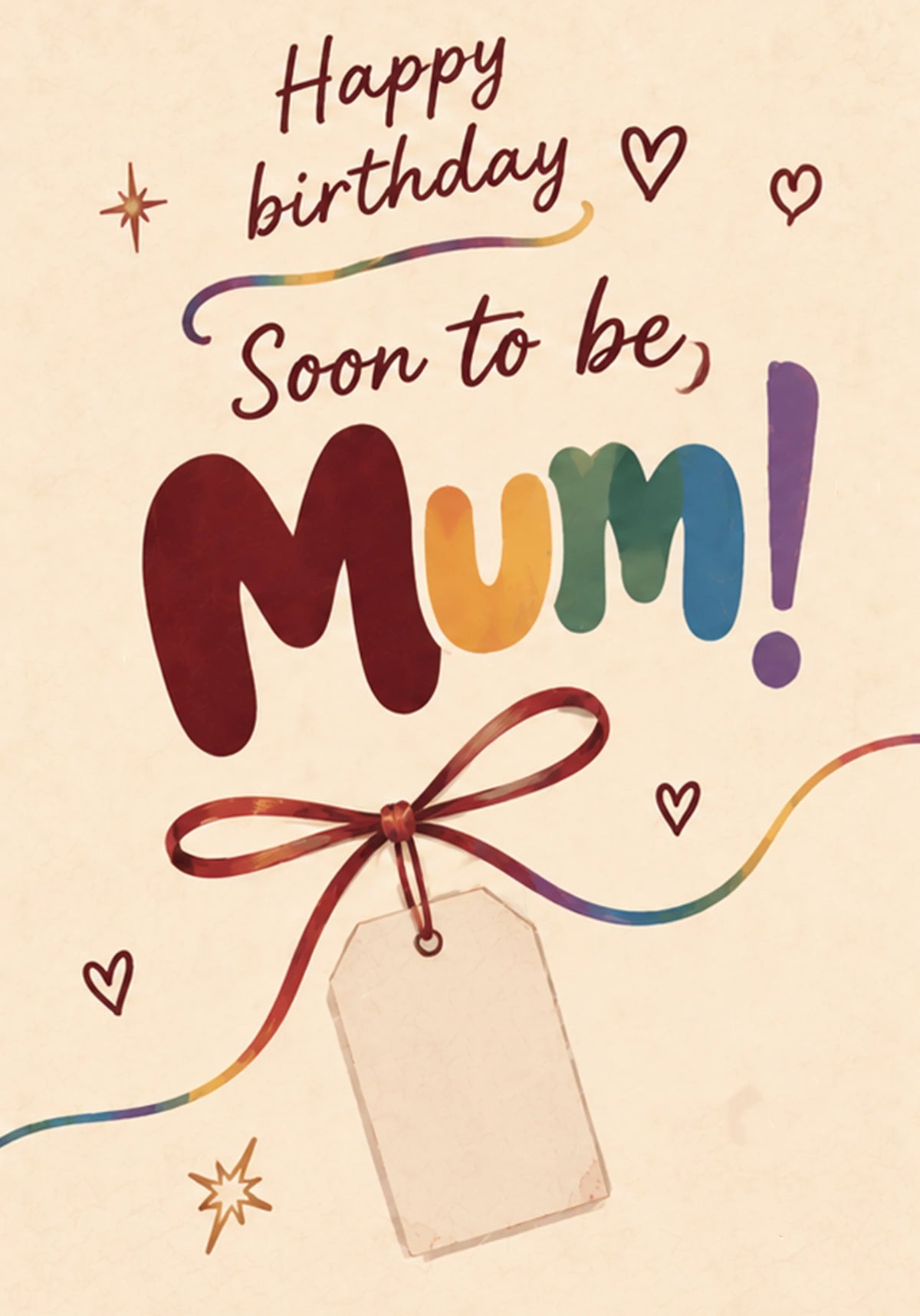 Soon to Be Mum Rainbow Typography Birthday Card for Her