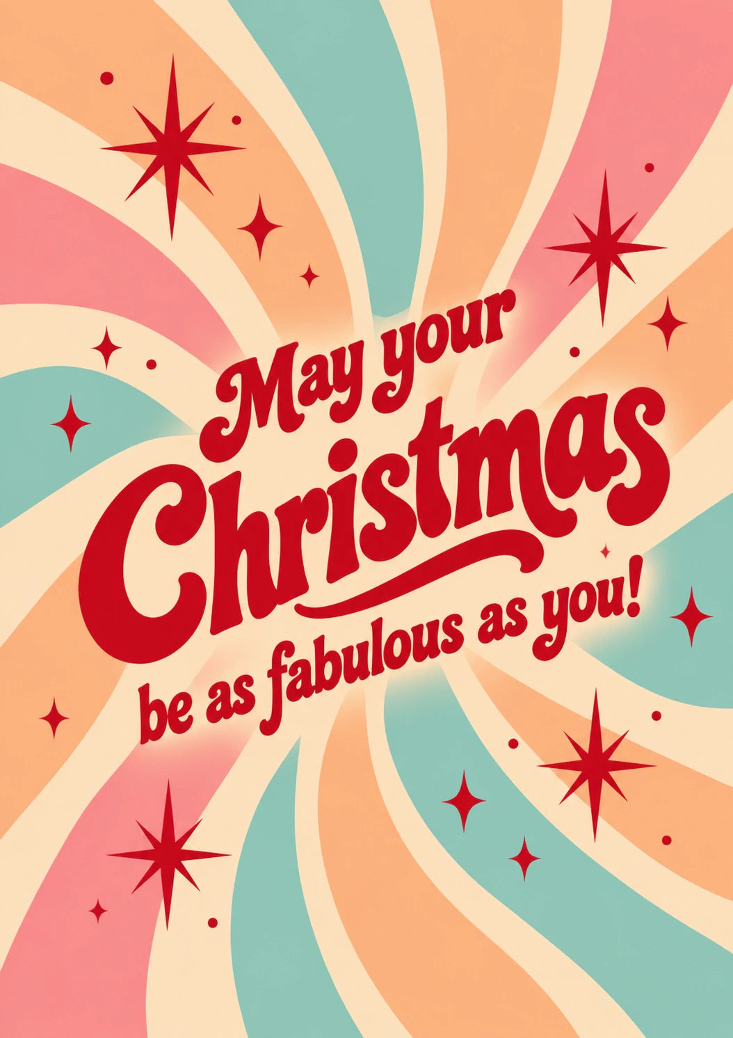 Retro Swirl Fabulous Christmas Card for Auntie