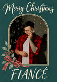 Load image into Gallery viewer, Elegant Green Arch Floral Photo Upload Christmas Card for Him
