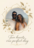 Load image into Gallery viewer, Two Hearts Floral Frame Photo Upload Anniversary Card
