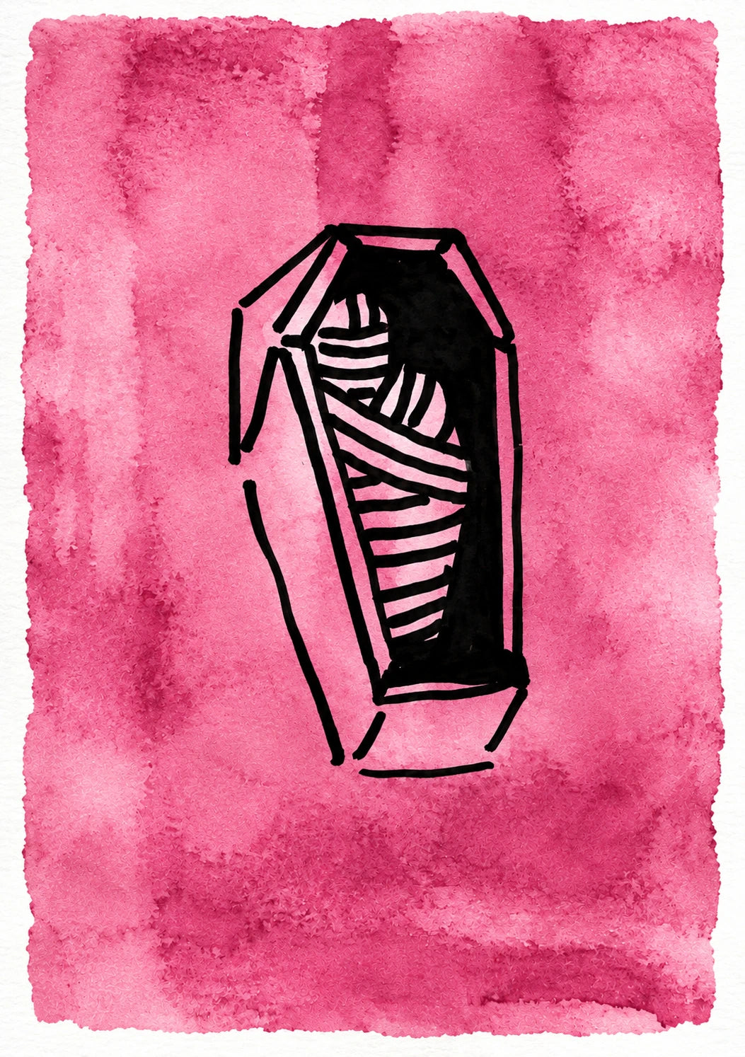 Mummy in Coffin Halloween Card