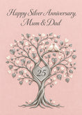 Load image into Gallery viewer, Silver Tree Doves 25th Anniversary Card for Mum and Dad
