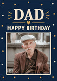Load image into Gallery viewer, Navy Gold Dad Happy Birthday Photo Upload Birthday Card for Him
