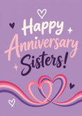 Load image into Gallery viewer, Happy Anniversary Sisters Lesbian Pride Ribbon Hearts Card

