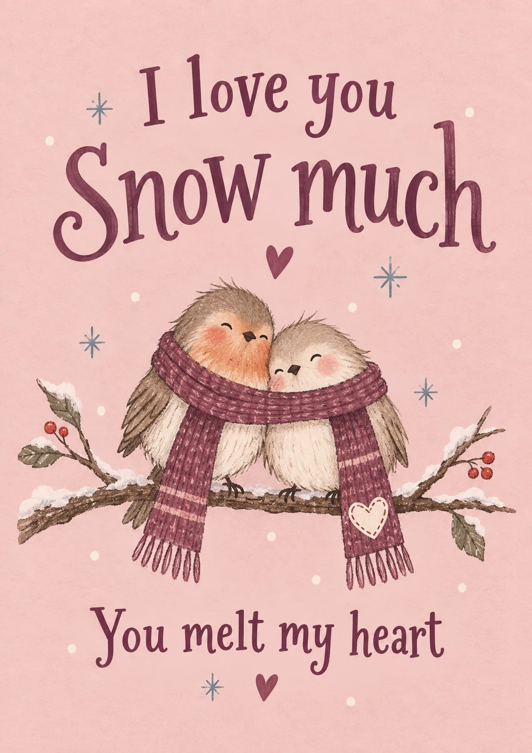 Cute Snowy Owls Snow Much Love Birthday Card for Her