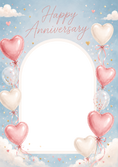 Load image into Gallery viewer, Pink Heart Balloons Photo Upload Anniversary Card for Her
