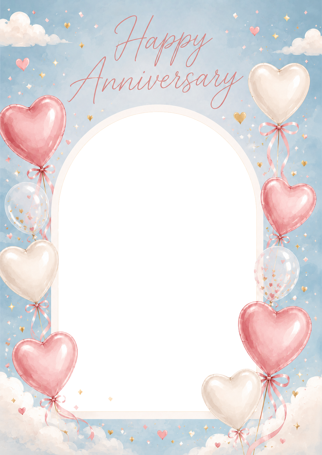 Pink Heart Balloons Photo Upload Anniversary Card for Her