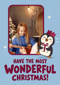 Load image into Gallery viewer, Cute Penguin With Gift Photo Upload Christmas Card for Her
